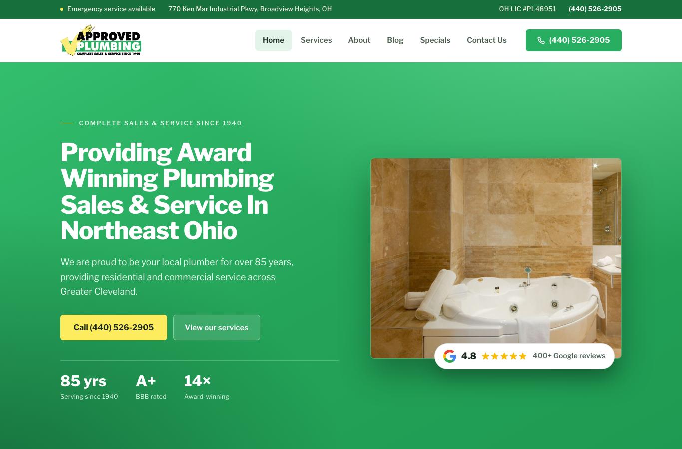 A plumbing company website