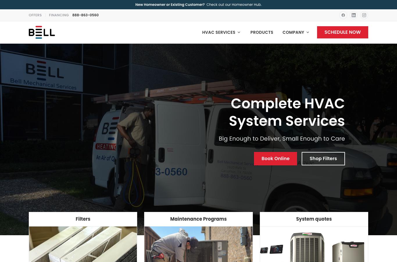 An HVAC company website