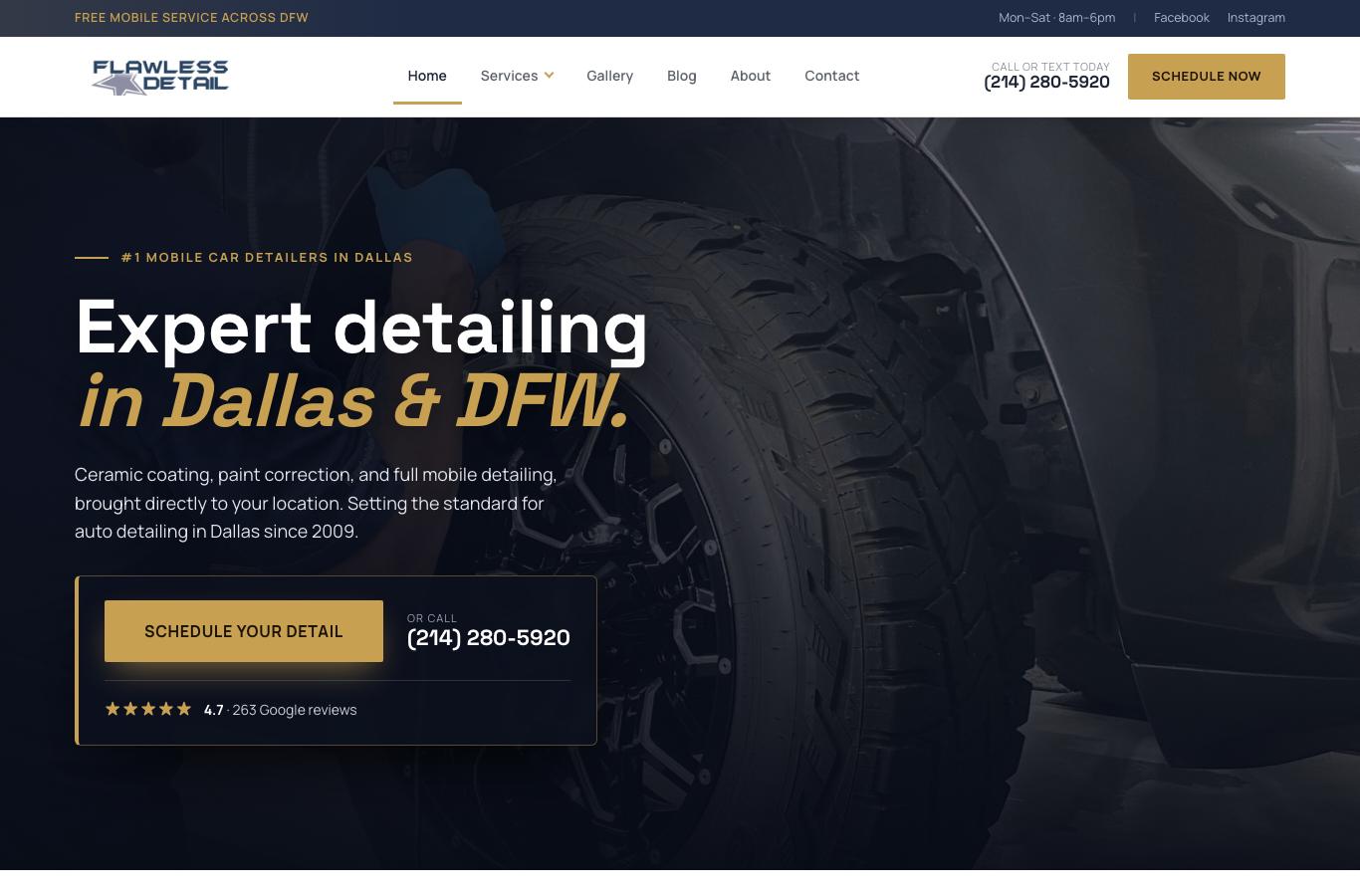 A mobile car-detailing website