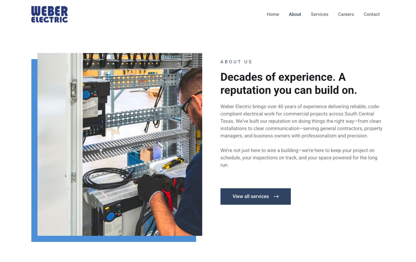 An electrical contractor website